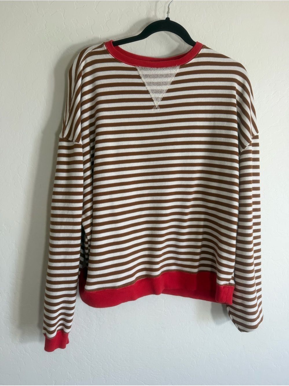 WE THE FREE Free People Classic Striped Oversized Crewneck Pullover Small